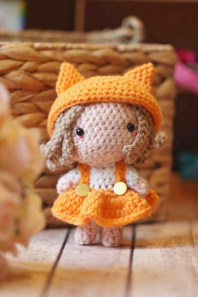 amigurumi fox girl in a free pattern