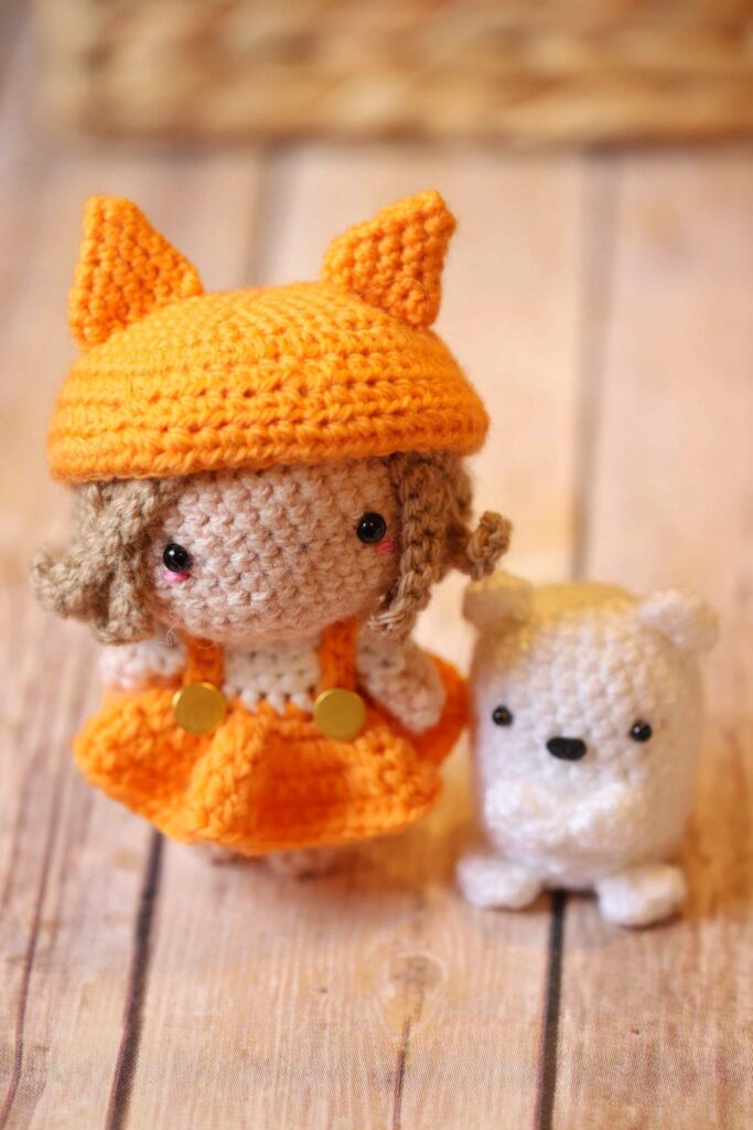 amigurumi fox girl in a free pattern