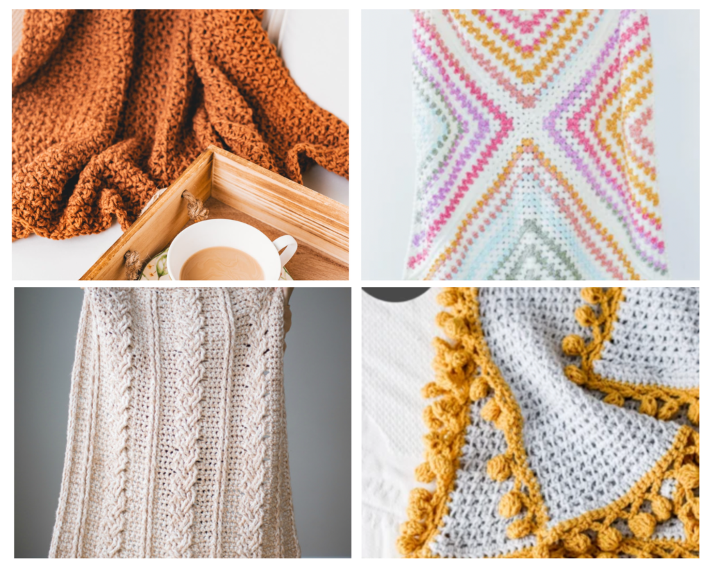 Crocheted Baby Blanket Handmade, Multiple Variations, Lion Brand