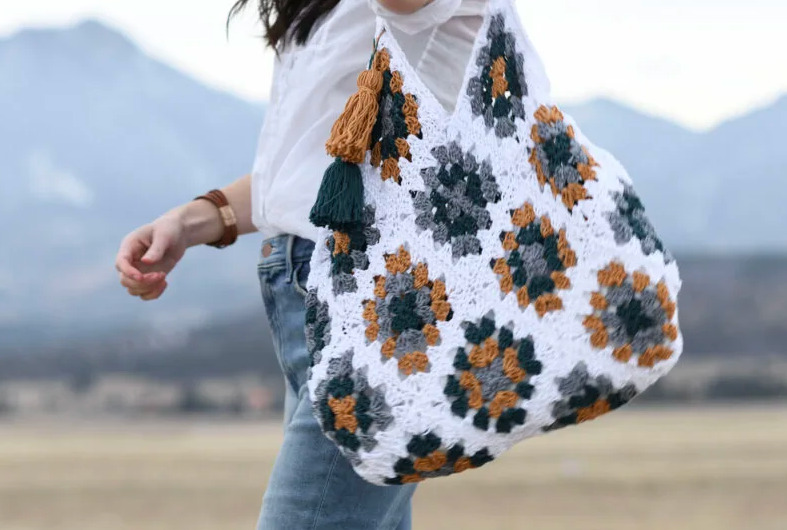 Natural Small Crochet Tote Bag