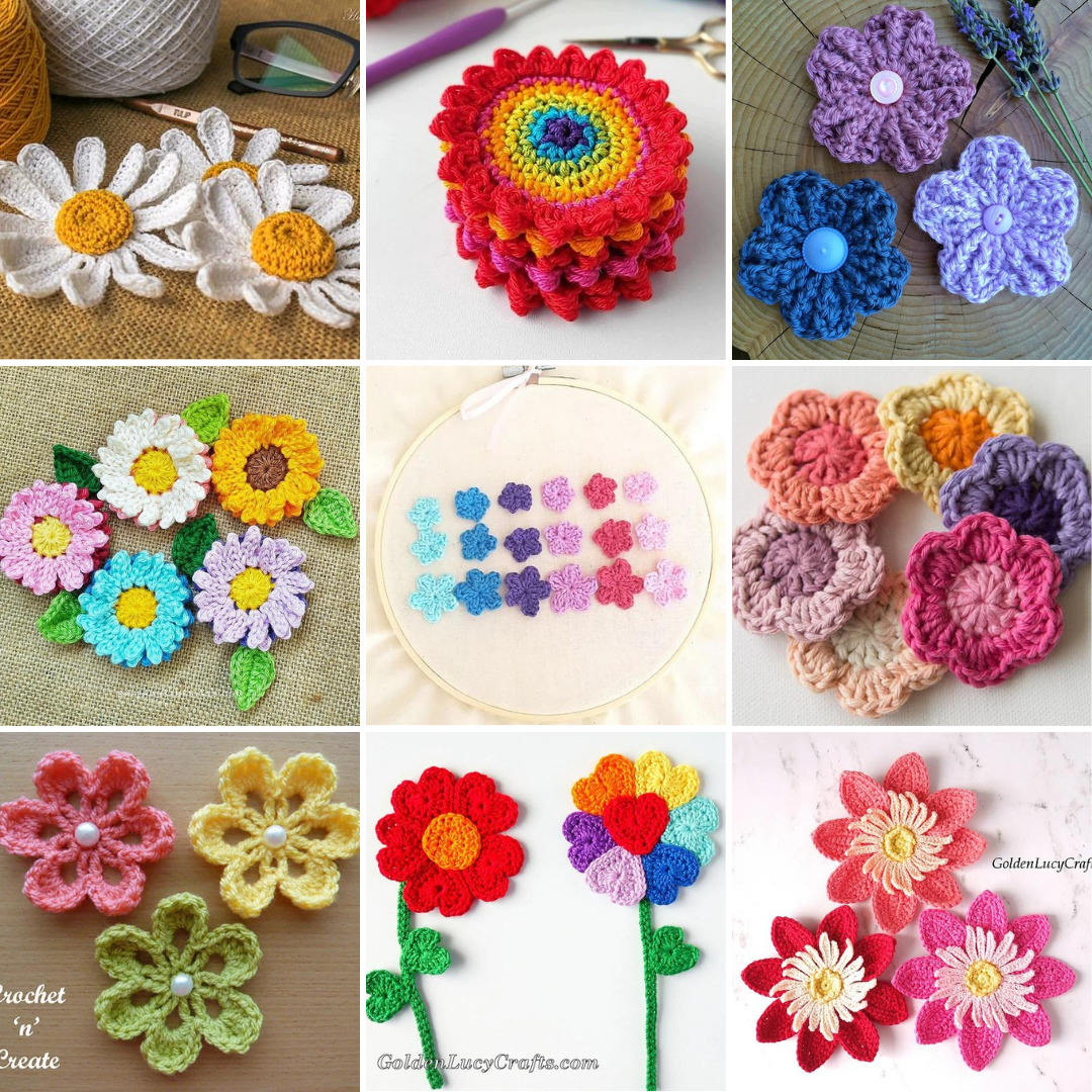 6 Petal Crochet Flower Applique - Easy Crochet Patterns