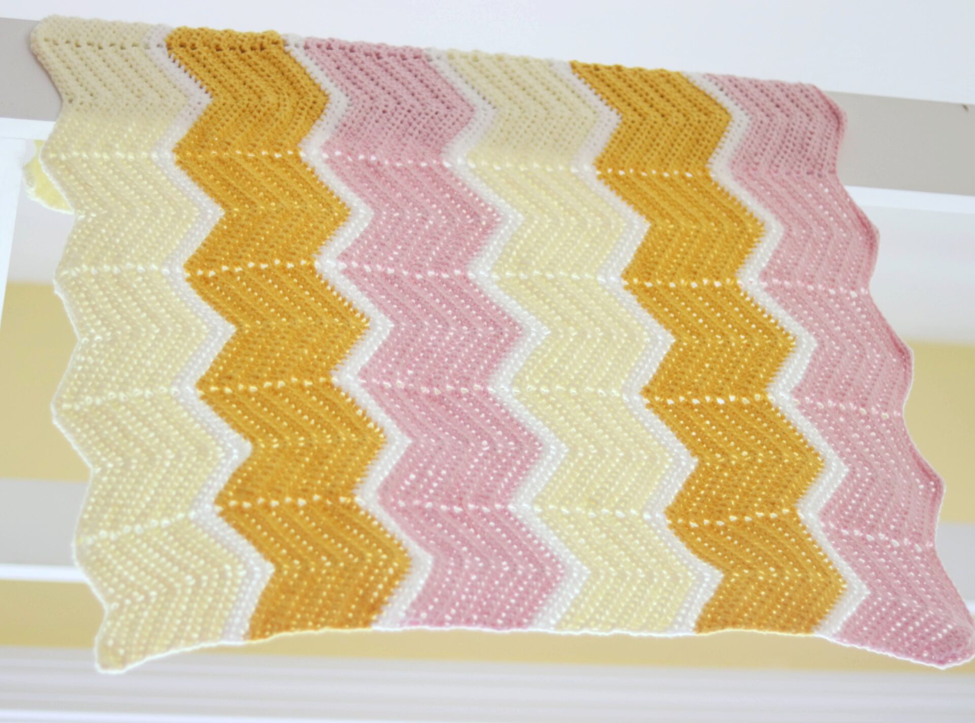 Sunset Chevron Baby Blanket Free Crochet Pattern - Little World of Whimsy