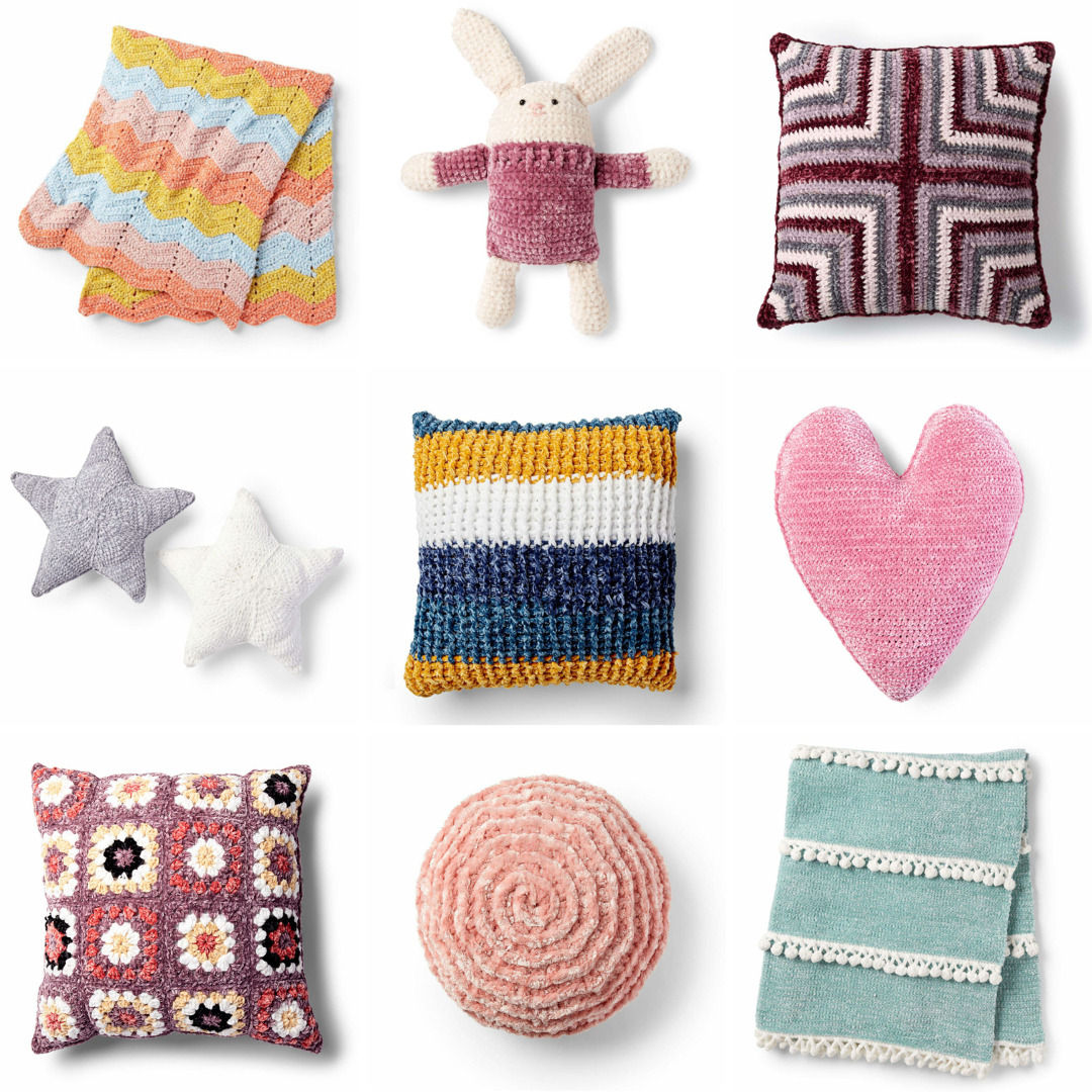 Bernat Velvet Yarn Crochet Pattern: Modern Color Blocks - Craft-Mart