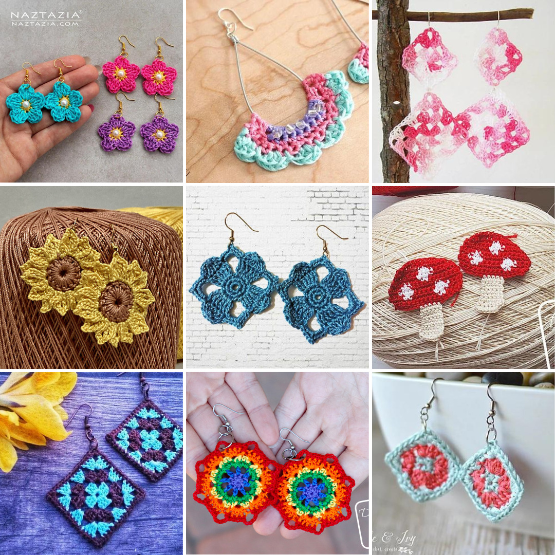 10 Beautiful & Free Crochet Earrings Patterns in Thread! - moogly