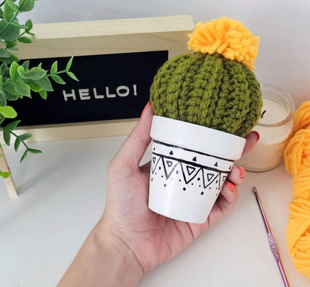 Crochet Cactus Pincushion - Free Crochet Pattern - Whistle and Ivy