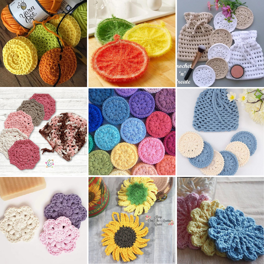 Reusable Cotton Crochet Face Scrubbies - Free Pattern - Sarah Maker
