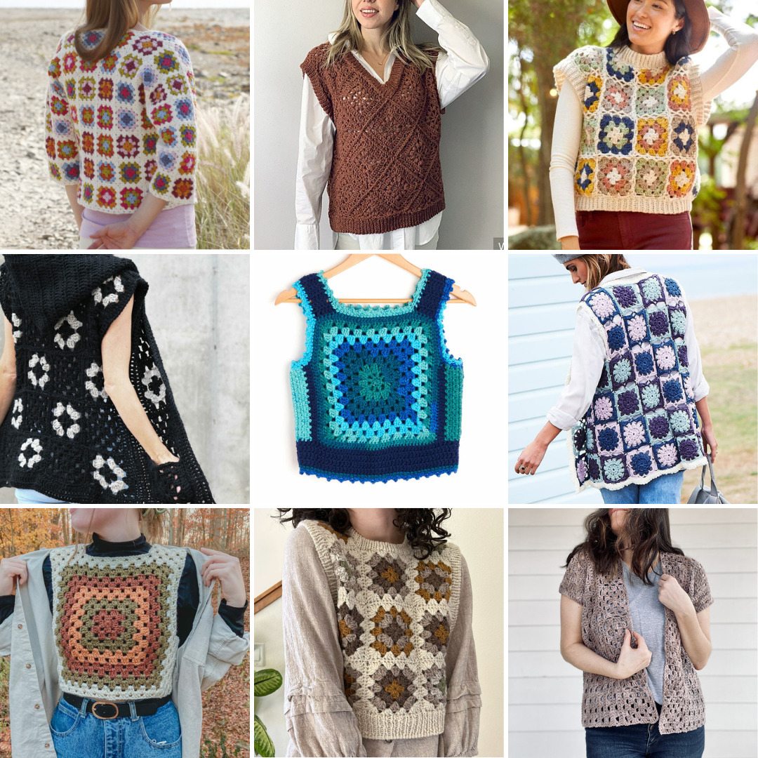 Crochet HOLIDAY Granny Square Vest - FREE Written Pattern - Hayhay Crochet